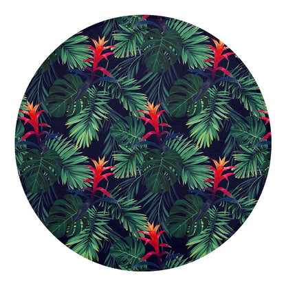 Hawaiian Palm Leaves Pattern Print Round Blanket