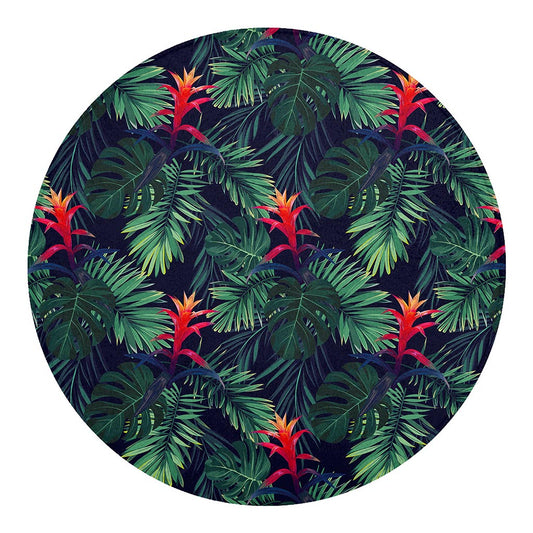 Hawaiian Palm Leaves Pattern Print Round Blanket