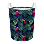 Hawaiian Palm Leaves Pattern Print Round Laundry Basket