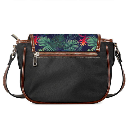 Hawaiian Palm Leaves Pattern Print Saddle Bag