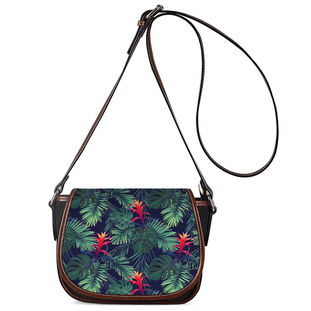 Hawaiian Palm Leaves Pattern Print Saddle Bag