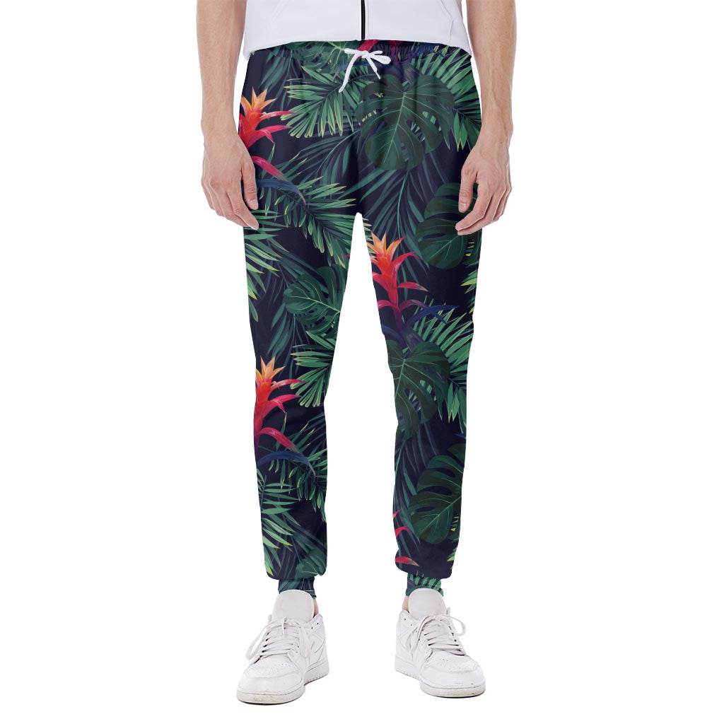 Hawaiian Palm Leaves Pattern Print Scuba Joggers