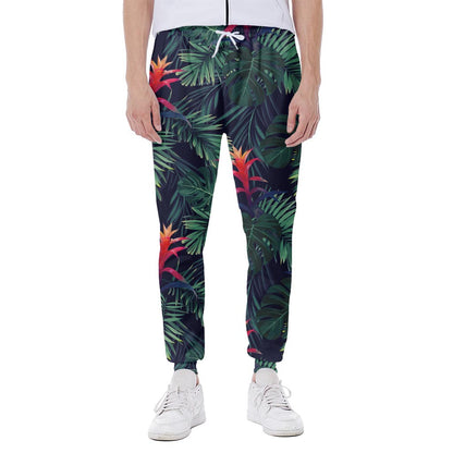 Hawaiian Palm Leaves Pattern Print Scuba Joggers