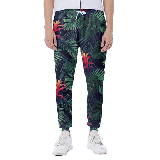 Hawaiian Palm Leaves Pattern Print Scuba Joggers