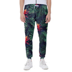 Hawaiian Palm Leaves Pattern Print Scuba Joggers