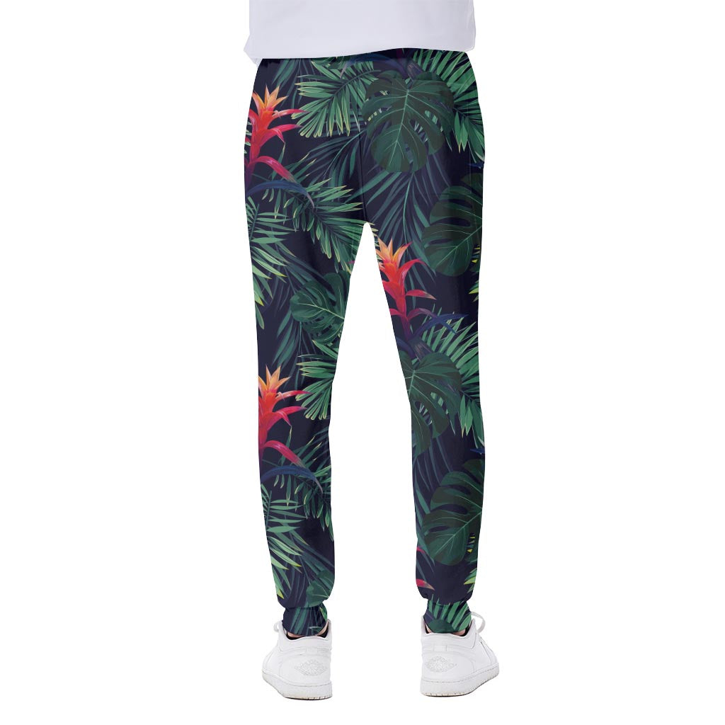 Hawaiian Palm Leaves Pattern Print Scuba Joggers