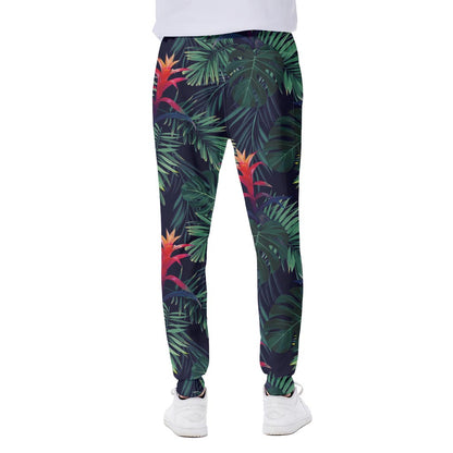 Hawaiian Palm Leaves Pattern Print Scuba Joggers