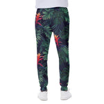 Hawaiian Palm Leaves Pattern Print Scuba Joggers