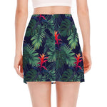 Hawaiian Palm Leaves Pattern Print Side Slit Mini Skirt
