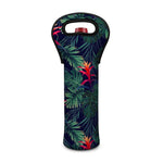 Hawaiian Palm Leaves Pattern Print Single Neoprene Wine Tote