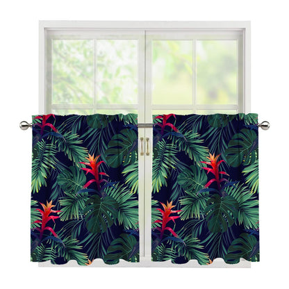 Hawaiian Palm Leaves Pattern Print Tier Curtains