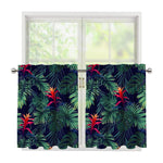 Hawaiian Palm Leaves Pattern Print Tier Curtains