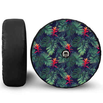 Hawaiian Palm Leaves Pattern Print Tire Cover With Camera Hole