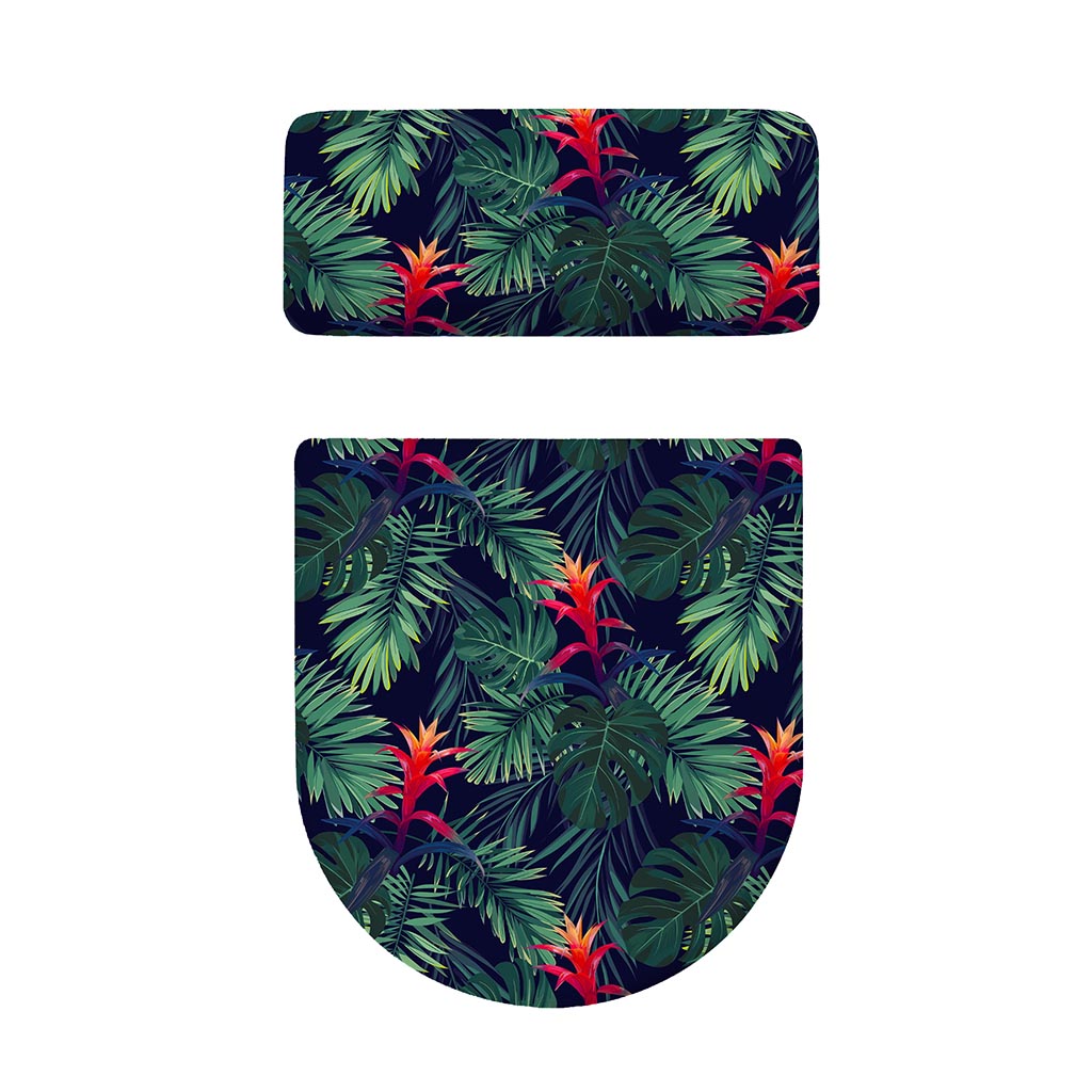 Hawaiian Palm Leaves Pattern Print Toilet Lid And Tank Cover Set
