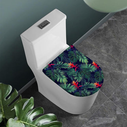 Hawaiian Palm Leaves Pattern Print Toilet Lid Cover