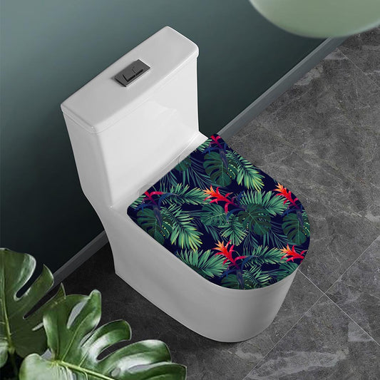 Hawaiian Palm Leaves Pattern Print Toilet Lid Cover