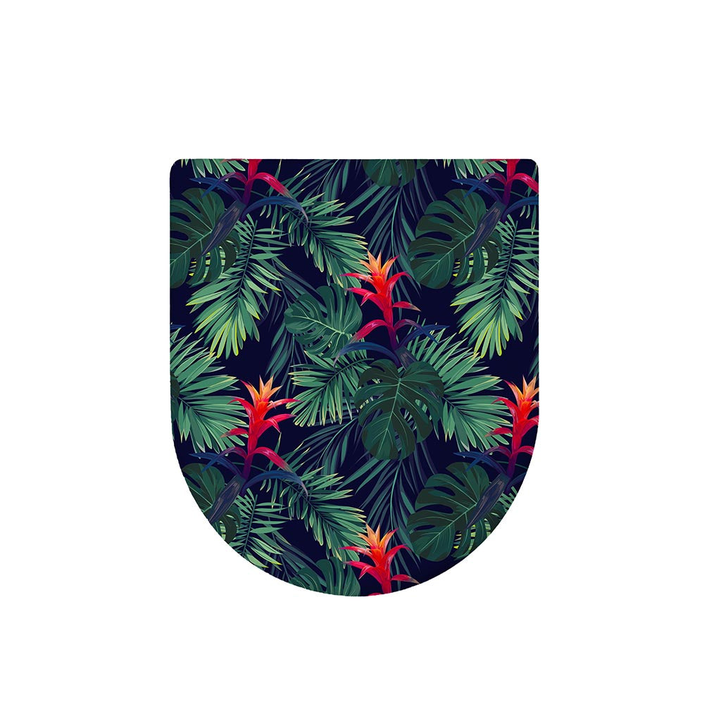 Hawaiian Palm Leaves Pattern Print Toilet Lid Cover