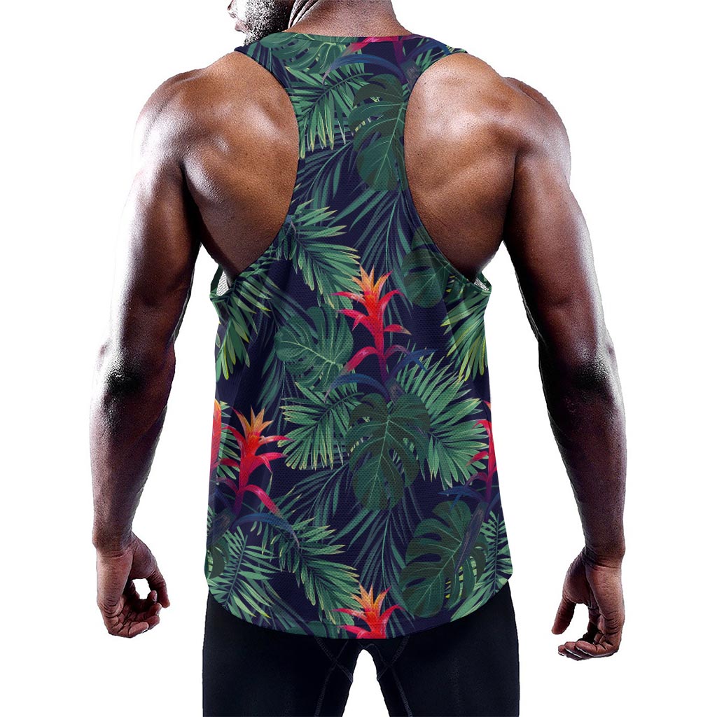 Hawaiian Palm Leaves Pattern Print Training Tank Top