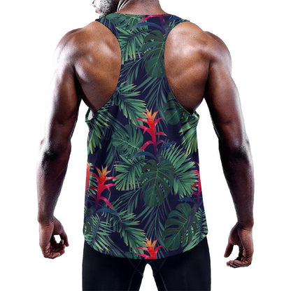 Hawaiian Palm Leaves Pattern Print Training Tank Top