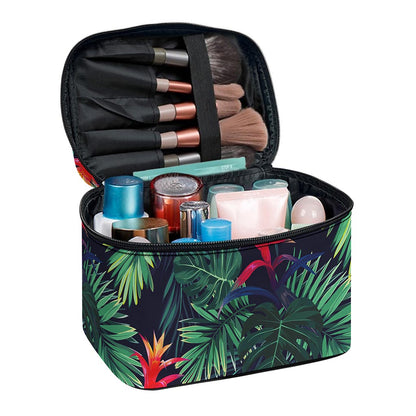 Hawaiian Palm Leaves Pattern Print Travel Makeup Bag