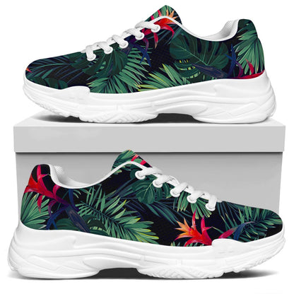 Hawaiian Palm Leaves Pattern Print White Chunky Shoes