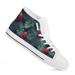 Hawaiian Palm Leaves Pattern Print White High Top Sneakers