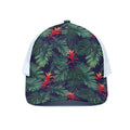 Hawaiian Palm Leaves Pattern Print White Mesh Trucker Hat