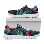 Hawaiian Palm Leaves Pattern Print White Running Shoes