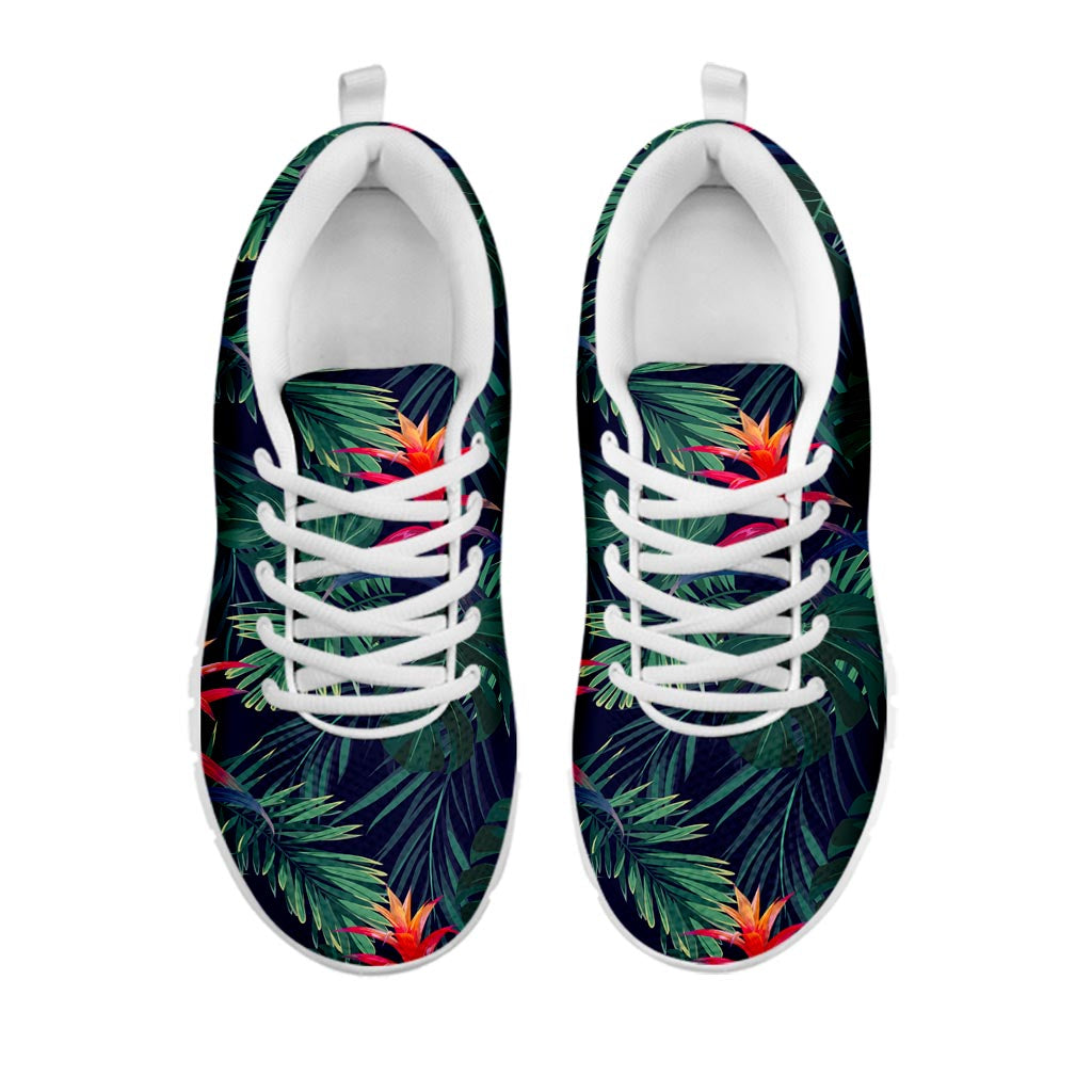 Hawaiian Palm Leaves Pattern Print White Running Shoes