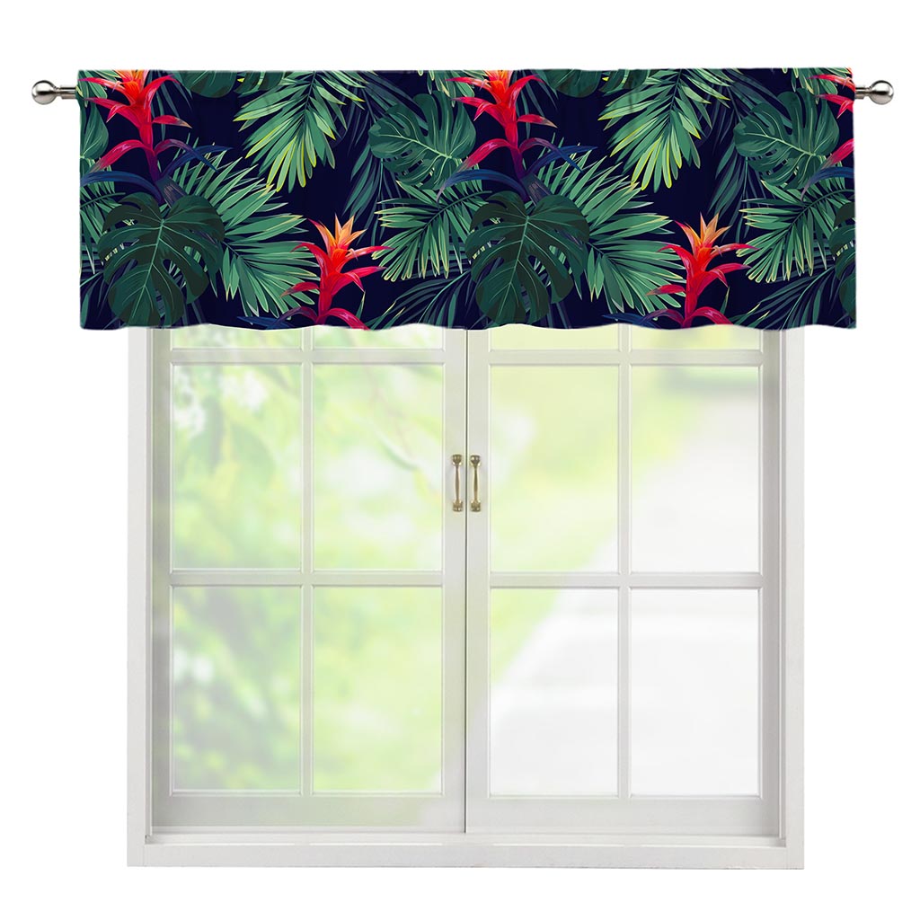 Hawaiian Palm Leaves Pattern Print Window Valance