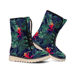 Hawaiian Palm Leaves Pattern Print Winter Boots