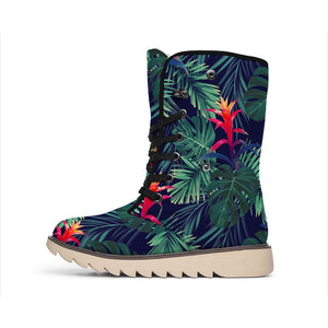 Hawaiian Palm Leaves Pattern Print Winter Boots