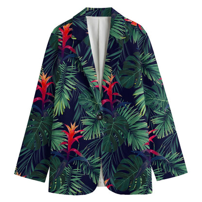Hawaiian Palm Leaves Pattern Print Women's Blazer