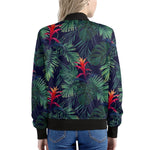 Hawaiian Palm Leaves Pattern Print Women's Bomber Jacket