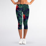 Hawaiian Palm Leaves Pattern Print Women's Capri Leggings