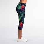 Hawaiian Palm Leaves Pattern Print Women's Capri Leggings