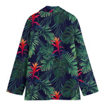 Hawaiian Palm Leaves Pattern Print Women's Cotton Blazer