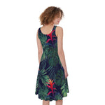 Hawaiian Palm Leaves Pattern Print Women's Sleeveless Dress