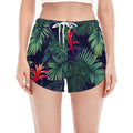 Hawaiian Palm Leaves Pattern Print Women's Split Running Shorts