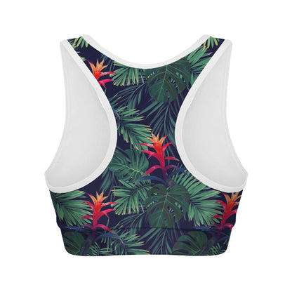Hawaiian Palm Leaves Pattern Print Women's Sports Bra