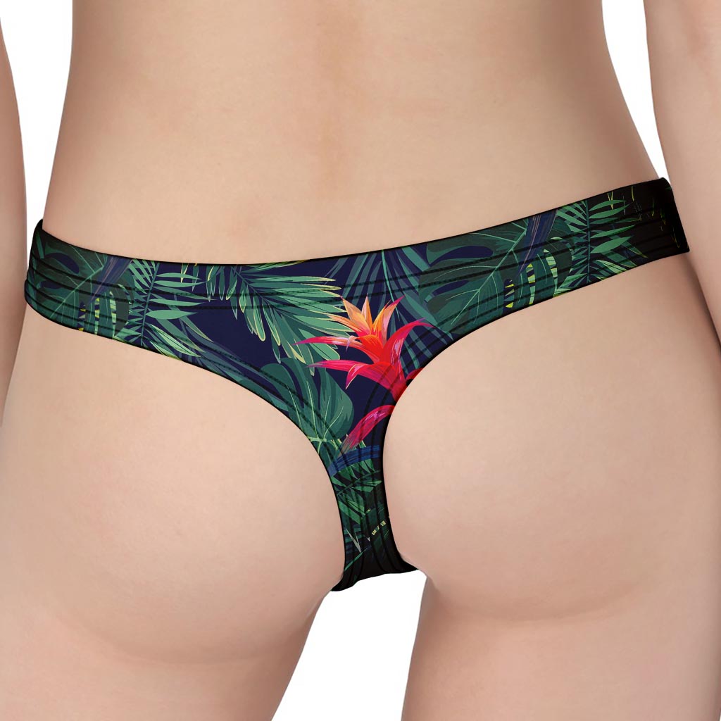 Hawaiian Palm Leaves Pattern Print Women's Thong