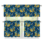 Hawaiian Tiki Pattern Print 3 Piece Kitchen Curtains