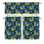 Hawaiian Tiki Pattern Print 3 Piece Kitchen Curtains