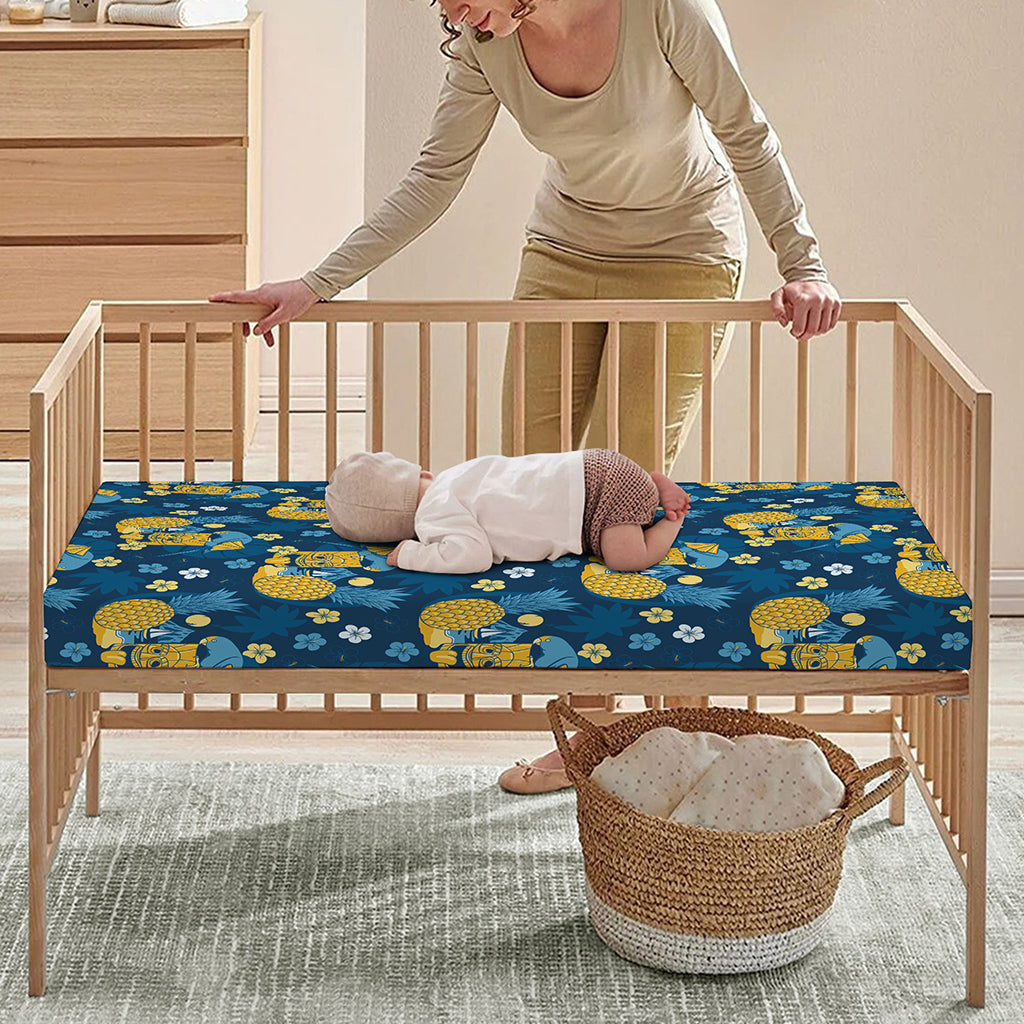Hawaiian Tiki Pattern Print Baby Crib Sheet