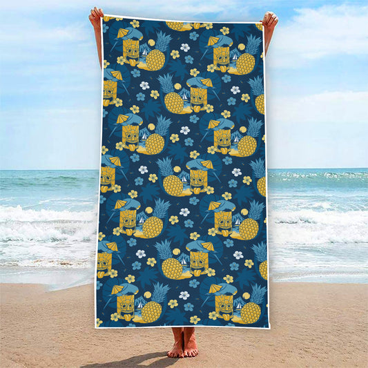 Hawaiian Tiki Pattern Print Beach Towel