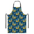 Hawaiian Tiki Pattern Print Bib Apron With Pocket