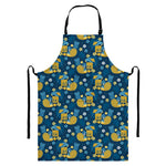 Hawaiian Tiki Pattern Print Bib Apron With Pocket