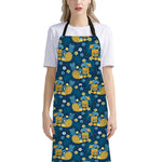 Hawaiian Tiki Pattern Print Bib Apron With Pocket
