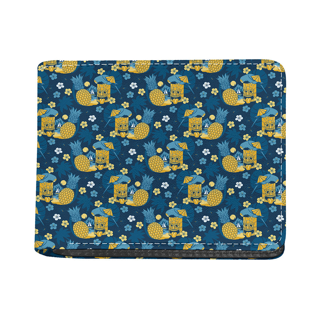 Hawaiian Tiki Pattern Print Bifold Wallet