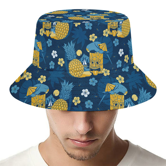 Hawaiian Tiki Pattern Print Bucket Hat